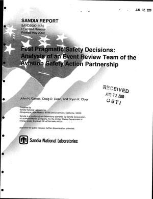 Fast Pragmatic Safety Decisions: Analysis of an Event Review Team of the Aviation Safety Action Partnership