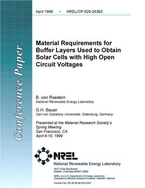 Material Requirements for Buffer Layers Used to Obtain Solar Cells with High Open Circuit Voltages