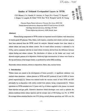 Studies of tritiated co-deposited Layers in TFTR