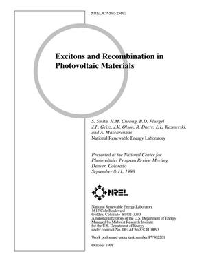 Excitons and Recombination in Photovoltaic Materials