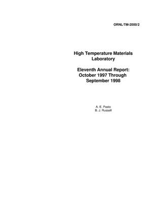 High Temperature Materials Laboratory, Eleventh Annual Report: October 1997 through September 1998