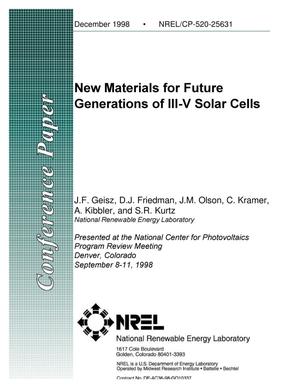 New Materials for Future Generations of III-V Solar Cells