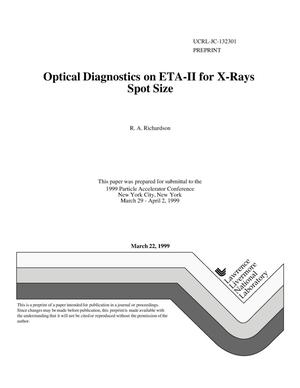 Optical diagnostics on ETA-II for x-ray spot size