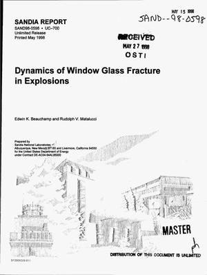 Dynamics of window glass fracture in explosions