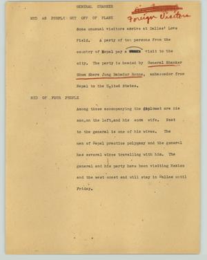 Primary view of object titled '[News Script: General Chanker]'.
