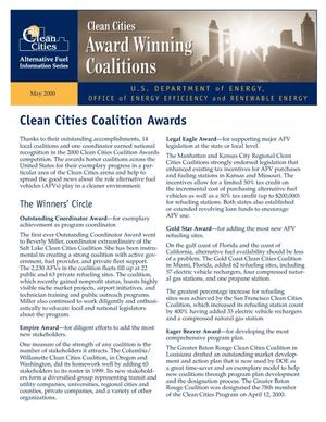 Clean Cities Coalition Awards (Clean cities alternative fuel information series fact sheet)