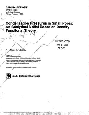 Condensation pressures in small pores: An analytical model based on density functional theory