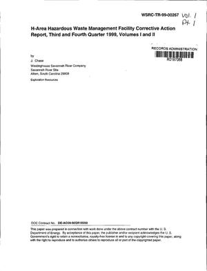 H-Area Hazardous Waste Management Facility Corrective Action Report, Third and Fourth Quarter 1999, Volumes I and II