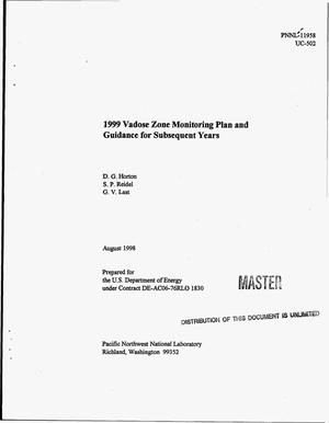 1999 vadose zone monitoring plan and guidance for subsequent years