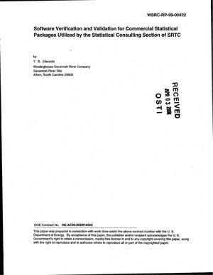 Software verification and validation for commercial statistical packages utilized by the statistical consulting section of SRTC