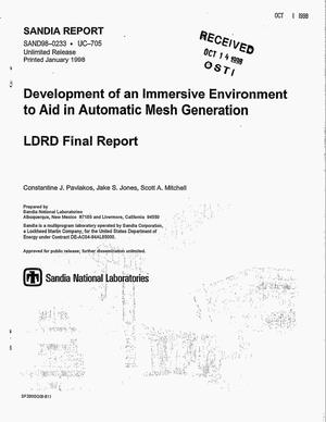 Development of an Immersive Environment to Aid in Automatic Mesh Generation LDRD Final Report