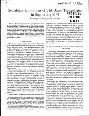 Scalability limitations of VIA-based technologies in supporting MPI