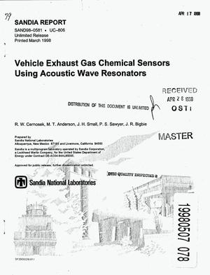 Vehicle exhaust gas chemical sensors using acoustic wave resonators