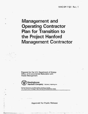 Management and operating contractor plan for transition to the project Hanford Management Contractor