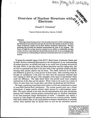 Overview of nuclear structure with electrons