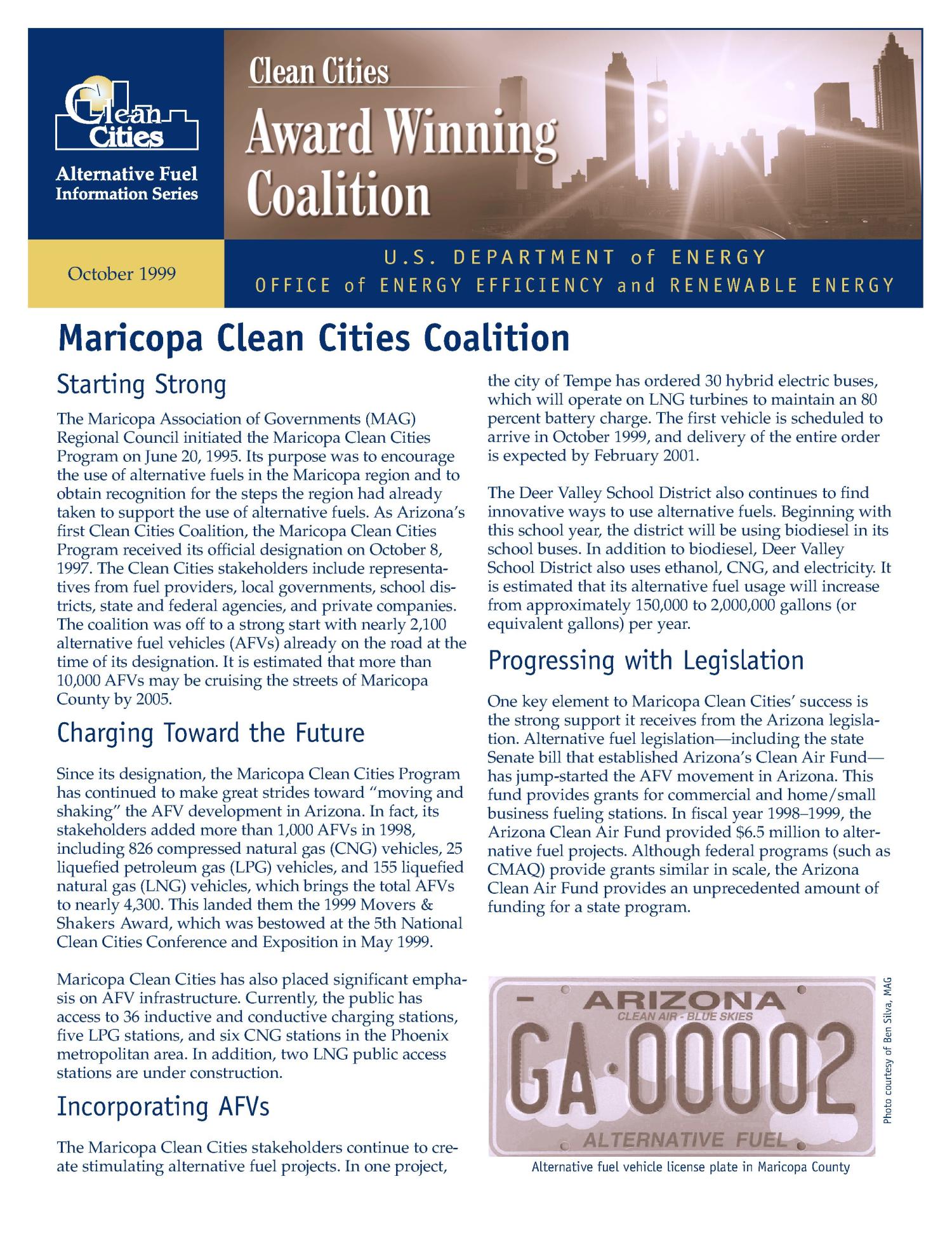 Clean cities: Award winning coalition -- Maricopa
                                                
                                                    [Sequence #]: 1 of 2
                                                