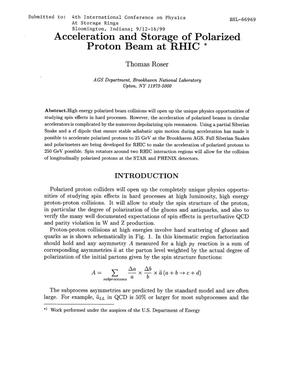Acceleration and Storage of Polarized Proton Beam at RHIC
