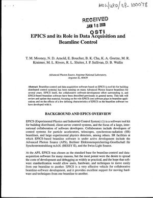 EPICS and its role in data acquisition and beamline control.