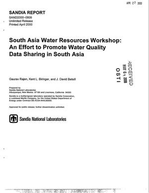 South Asia Water Resources Workshop: An effort to promote water quality data sharing in South Asia