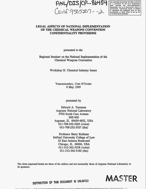 Legal aspects of national implementation of the chemical weapons convention confidential provisions