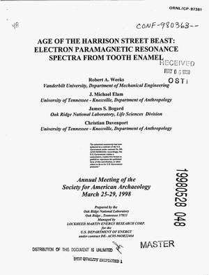 Age of the Harrison Street Beast: Electron paramagnetic resonance spectra from tooth enamel