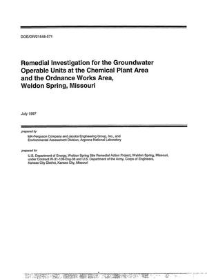 Remedial investigation concept plan for the groundwater operable units at the chemical plant area and the ordnance works area, Weldon Spring, Missouri