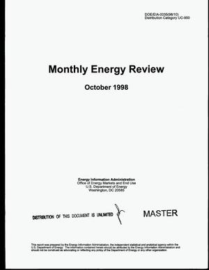 Monthly energy review, October 1998