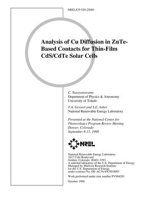 Analysis of Cu Diffusion in ZnTe-Based Contacts for Thin-Film CdS/CdTe Solar Cells