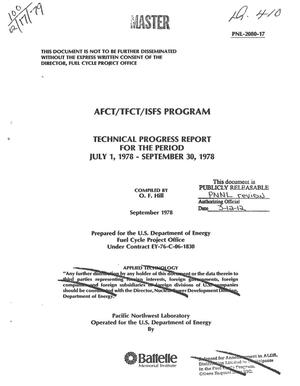 AFCT/TFCT/ISFS Program. Technical progress report, July 1, 1978-September 30, 1978