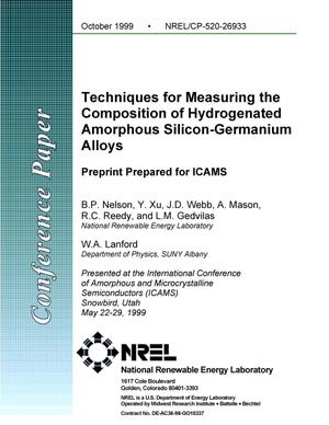 Techniques for Measuring the Composition of Hydrogenated Amorphous Silicon-Germanium Alloys