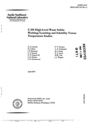 C-104 high-level waste solids: Washing/leaching and solubility versus temperature studies