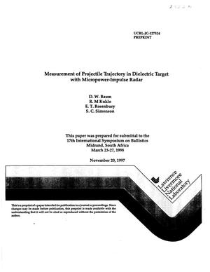 Measurement of projectile trajectory in dielectric target with micropower-impluse radar