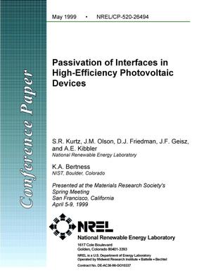 Passivation of Interfaces in High-Efficiency Photovoltaic Devices