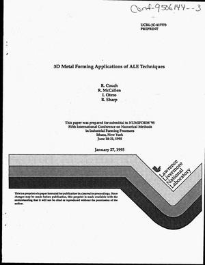 Primary view of object titled '3D metal forming applications of ALE techniques'.