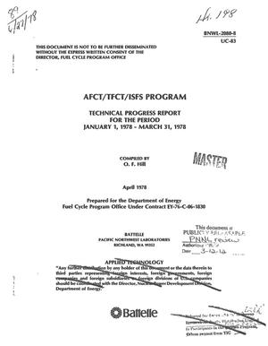 AFCT/TFCT/ISFS Program. Technical progress report for the period January 1, 1978--March 31, 1978