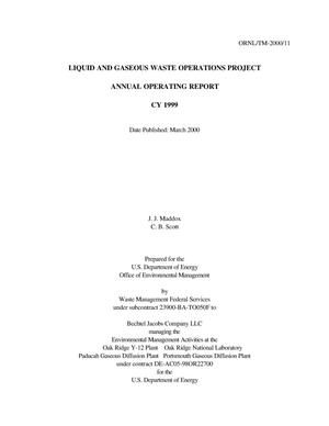 Liquid and Gaseous Waste Operations Project Annual Operating Report CY 1999