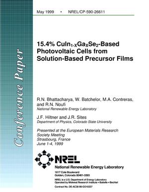 15.4% CuIn1-XGaXSe2-Based Photovoltaic Cells from Solution-Based Precursor Films