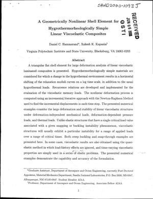 A geometrically nonlinear shell element for hygrothermorheologically simple linear viscoelastic composites