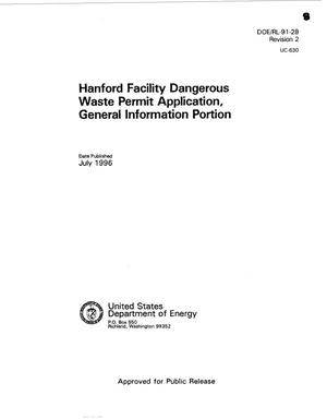 Hanford facility dangerous waste permit application, general information portion