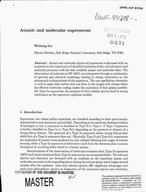 Atomic and molecular supernovae
