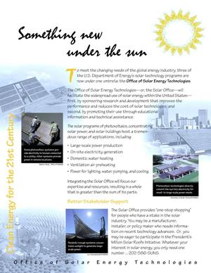 Something new under the sun -- Office of Solar Energy Technologies