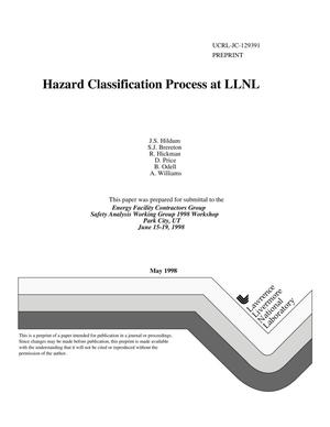 Hazard classification process at LLNL