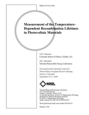 Measurement of the Temperature-Dependent Recombination Lifetimes in Photovoltaic Materials