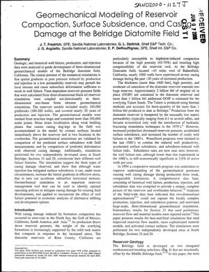 Geomechanical modeling of reservoir compaction, surface subsidence, and casing damage at the Belridge diatomite field