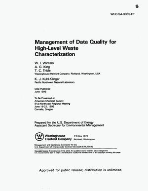 Management of data quality of high level waste characterization
