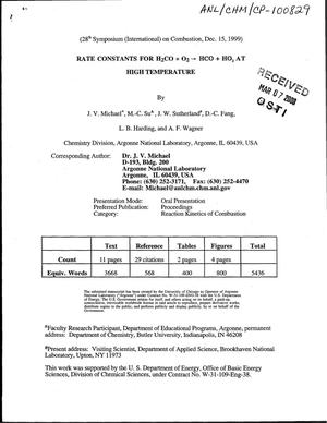 Rate constants for H{sub 2}CO + O{sub 2} {yields} HCO + HO{sub 2} at high temperature