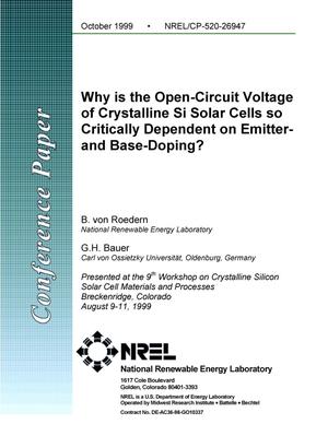 Why is the open-circuit voltage of crystalline Si solar cells so critically dependent on emitter- and base-doping?