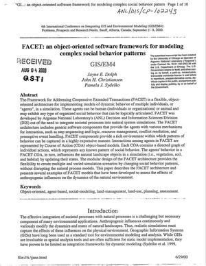 FACET: an object-oriented software framework for modeling complex social behavior patterns