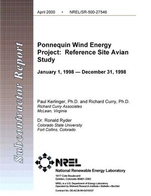 Ponnequin Wind Energy Project: Reference site avian study, January 1, 1998--December 31, 1998