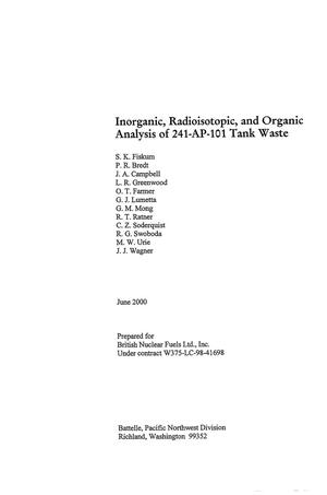 Inorganic, radioisotopic and organic analysis of 241-AP-101 tank waste